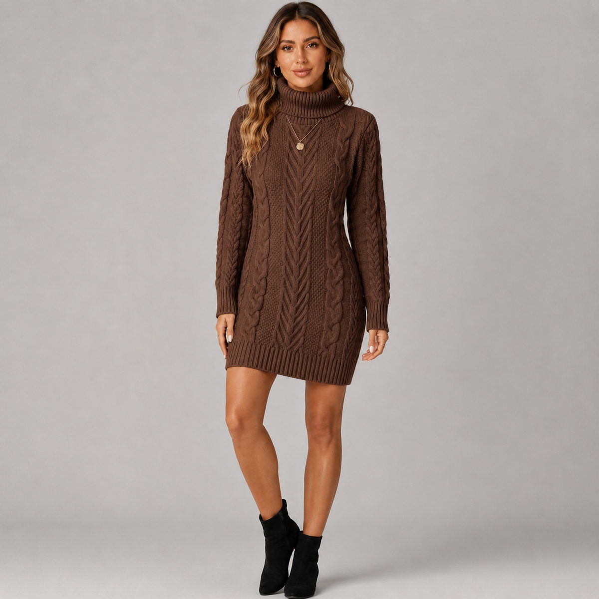 Juliet Women's Knitted Jumper Dress - Brown