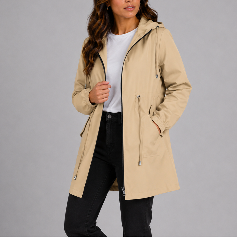 Emily Women's Rain Parka Waterproof Jacket - Beige