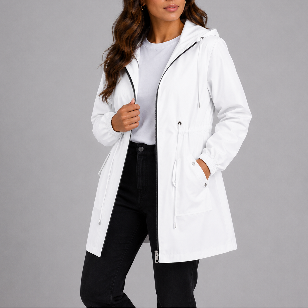 Emily Women's Rain Parka Waterproof Jacket - White