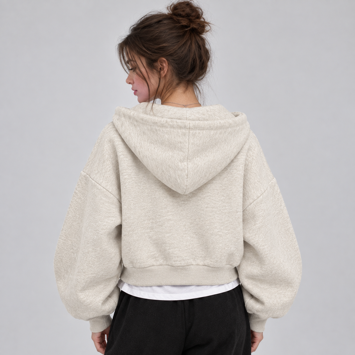 Yasmin Women's Fleece Cropped Zip Up Hoodie