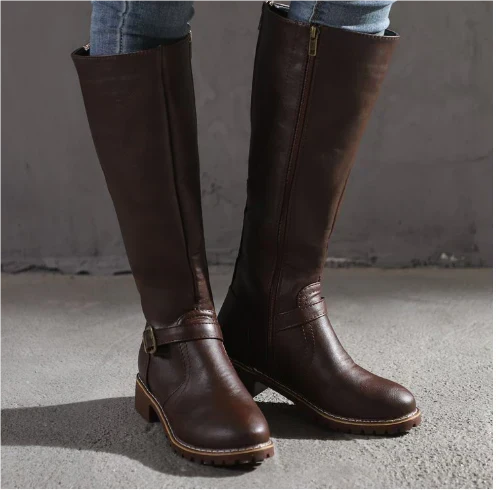 Imogen Women's Leather Knee High Boots - Dark Brown