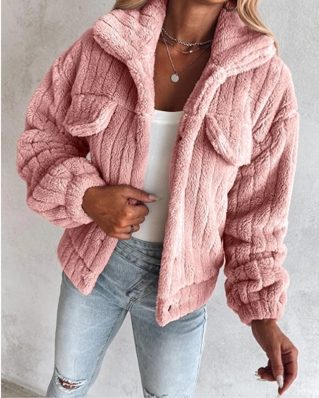 Thea Women's Teddy Fleece Jacket - Pink
