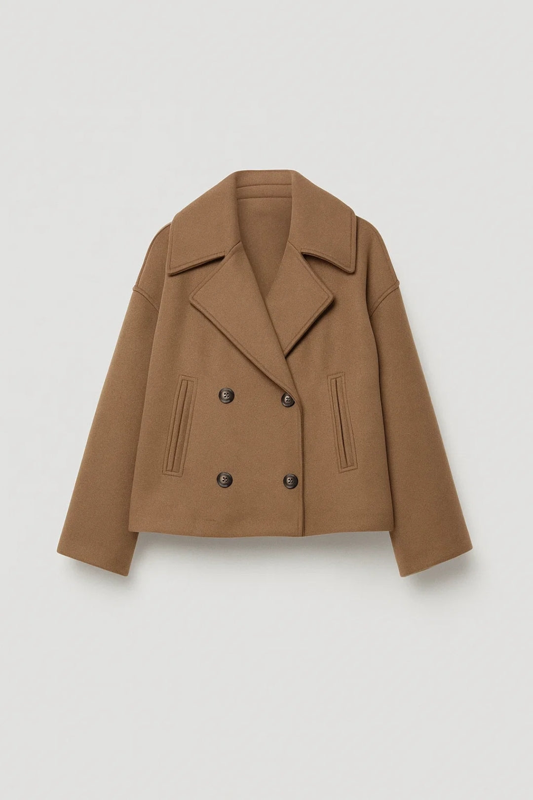 Tegan Women's Wool Double Breasted Peacoat - Camel