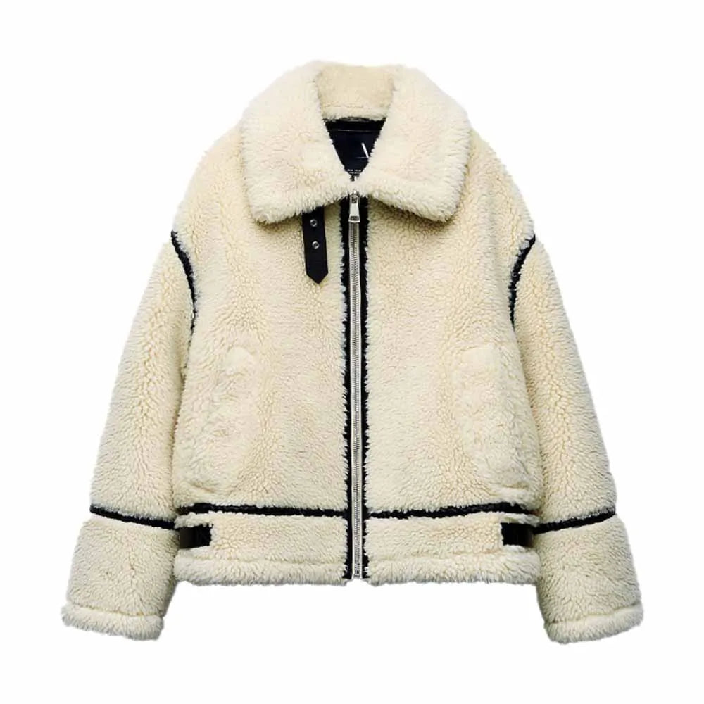 Nell Women's Oversized Teddy Jacket - Cream