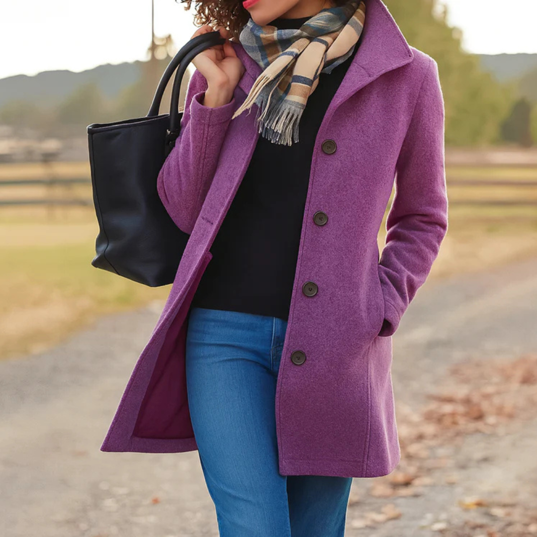 Rosie Women's Wool Winter Coat - Purple