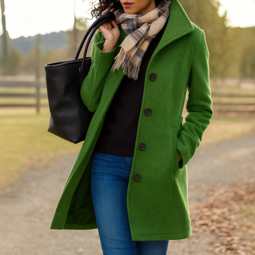 Rosie Women's Wool Winter Coat - Dark Green