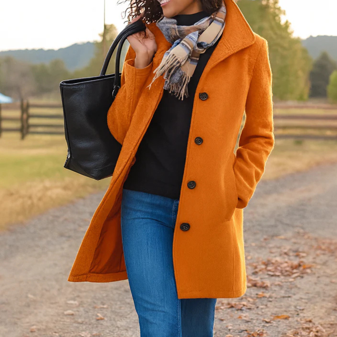 Rosie Women's Wool Winter Coat - Orange