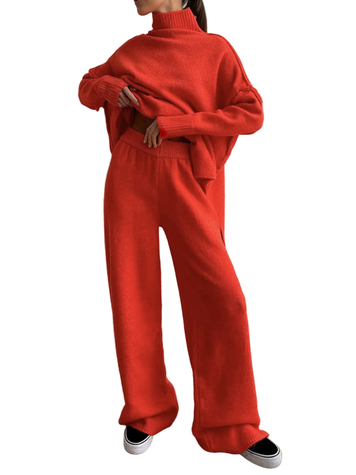 Gina Knitted Loungewear Set - Red