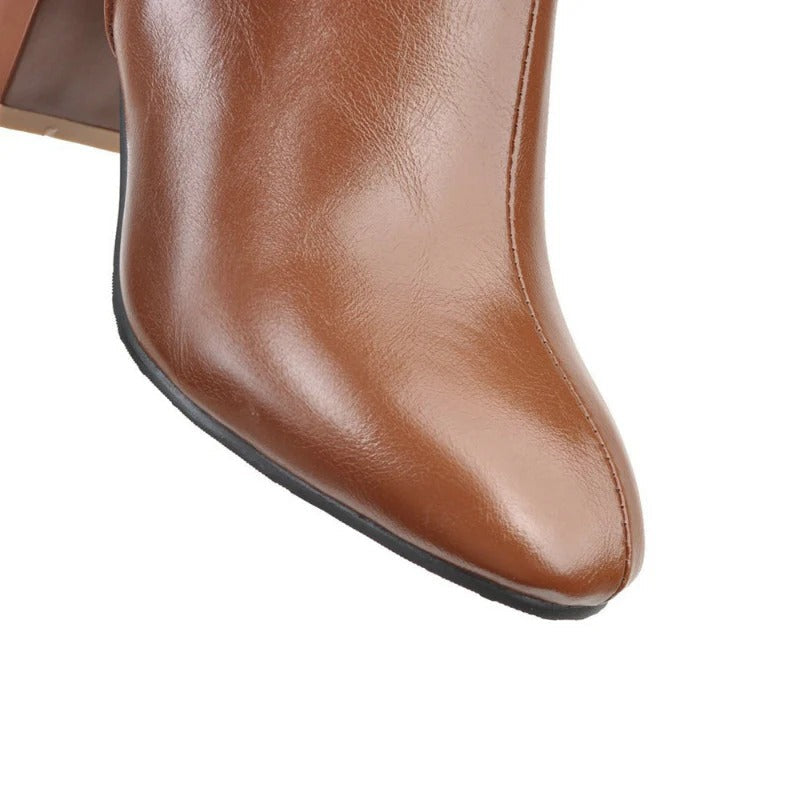 Eve Women's Leather Heeled Knee High Boots