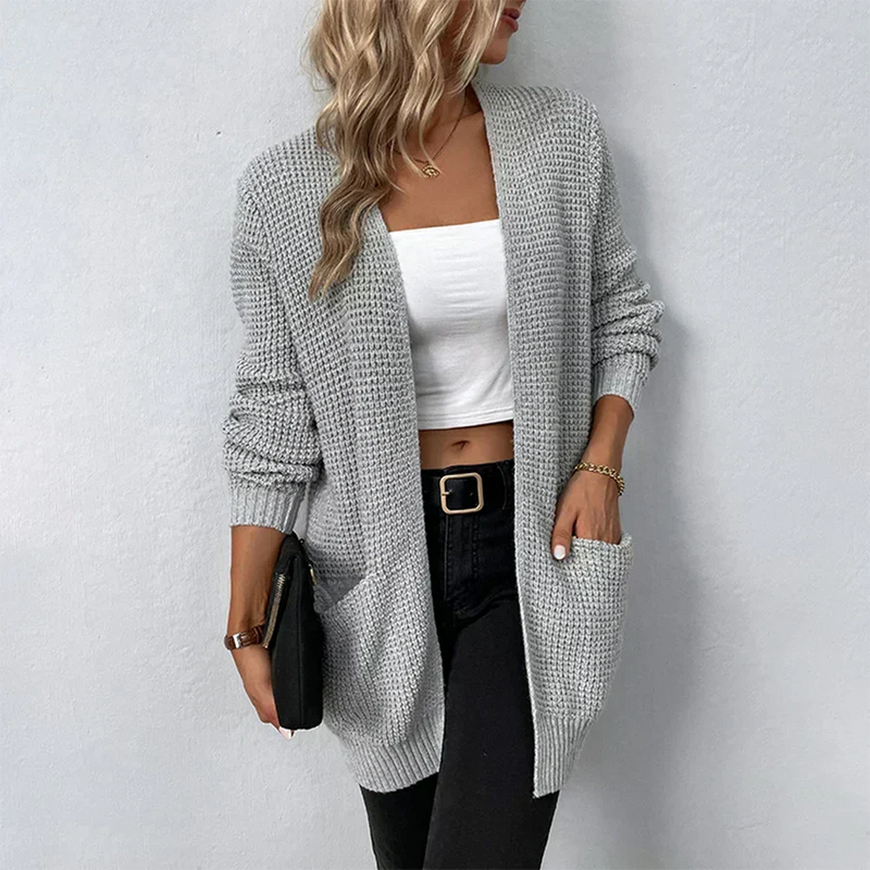 Esme Women's Long Chunky Knit Cardigan - Grey
