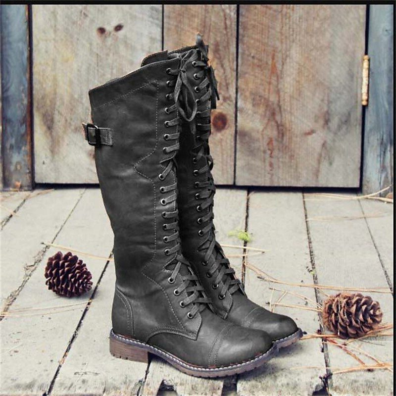 Wren Women's Leather Knee High Boots - Black