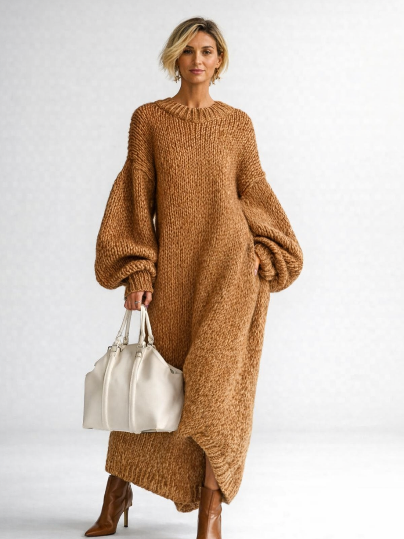 Arabella Women's Knitted Jumper Dress - Brown