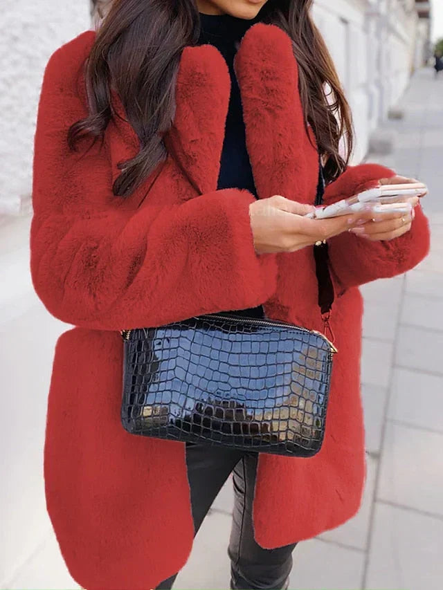 Mali Women's Winter Faux Fur Coat - Red