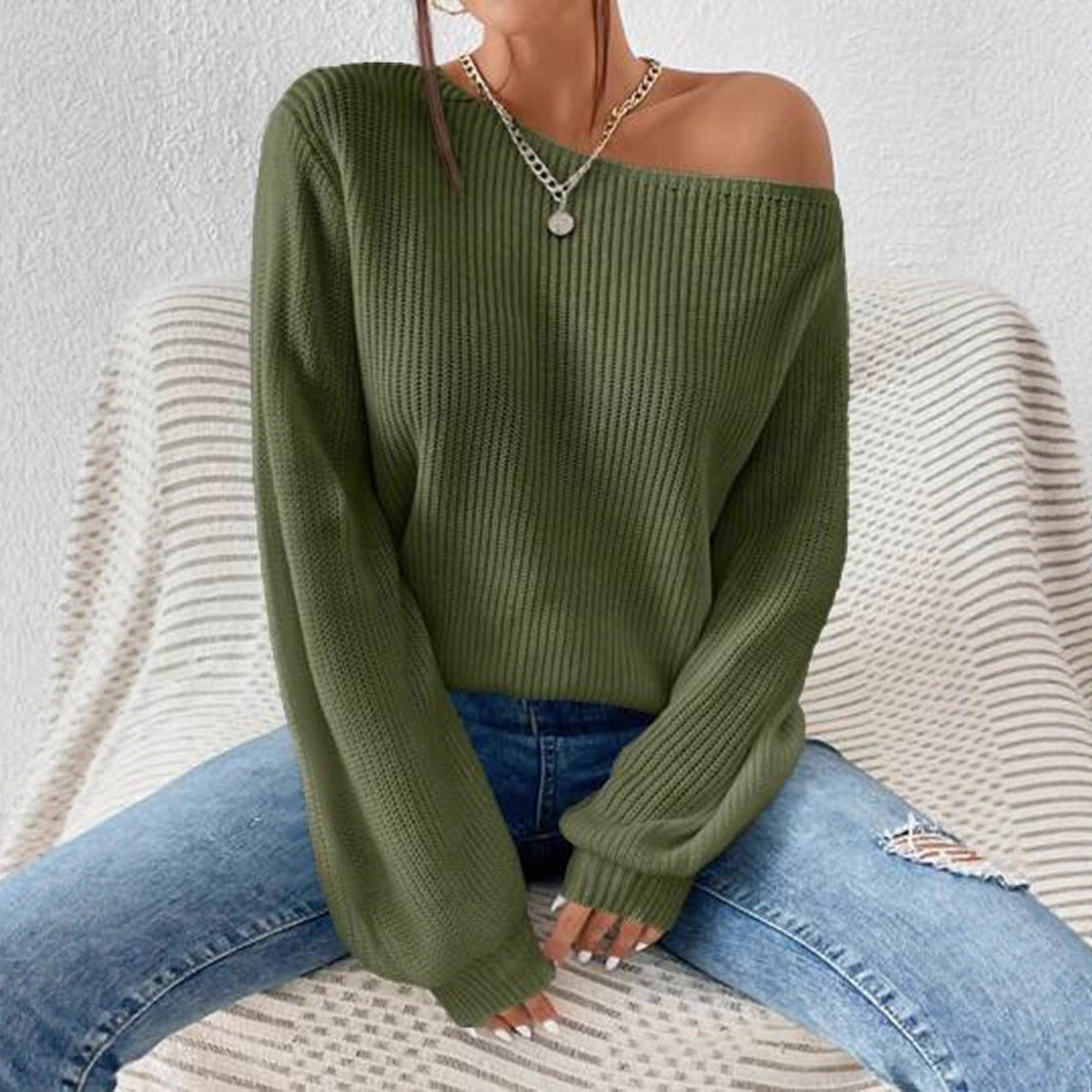 Tilly Women's Off the Shoulder Knitted Jumper - Green
