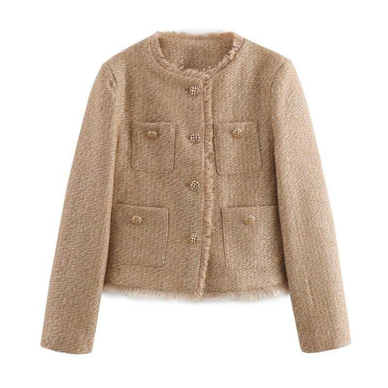Louisa Tweed Jacket - Khaki