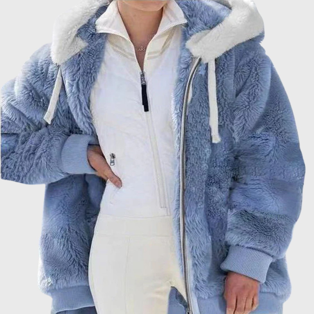 Iona Women's Faux Fur Jacket - Blue