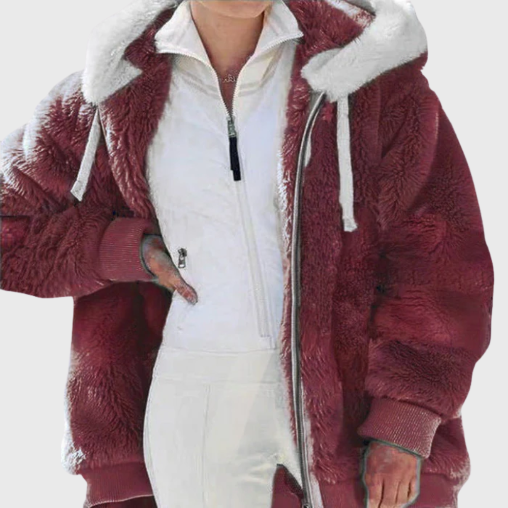 Iona Women's Faux Fur Jacket - Red