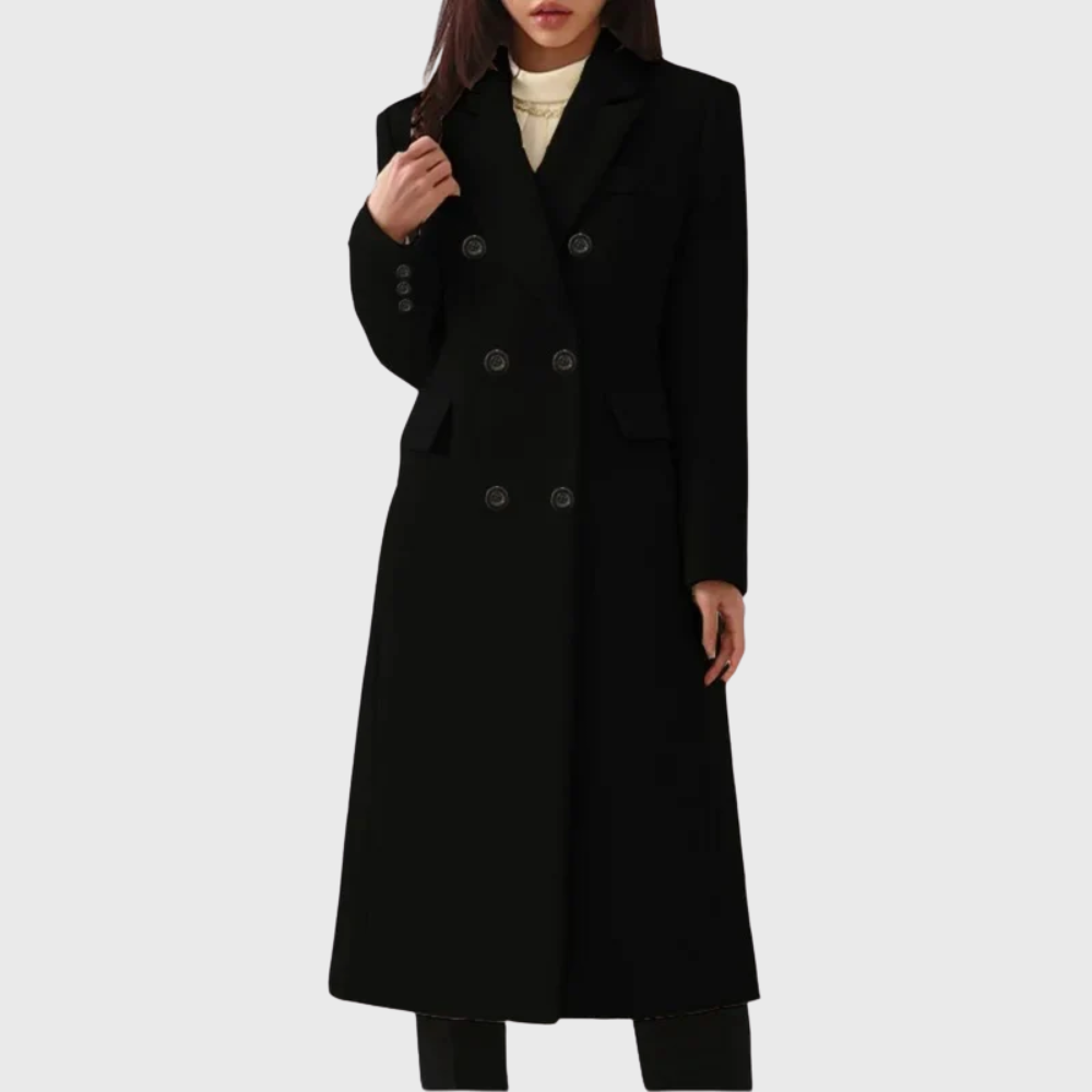 Noelle Women's Long Wool Coat - Black