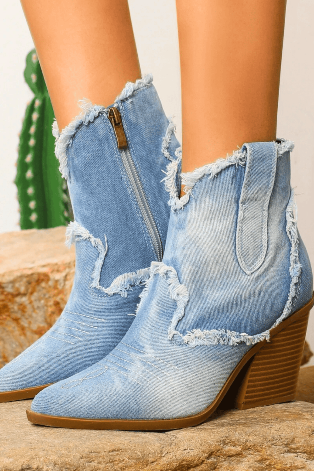 Isla Women's Denim Western Ankle Boots