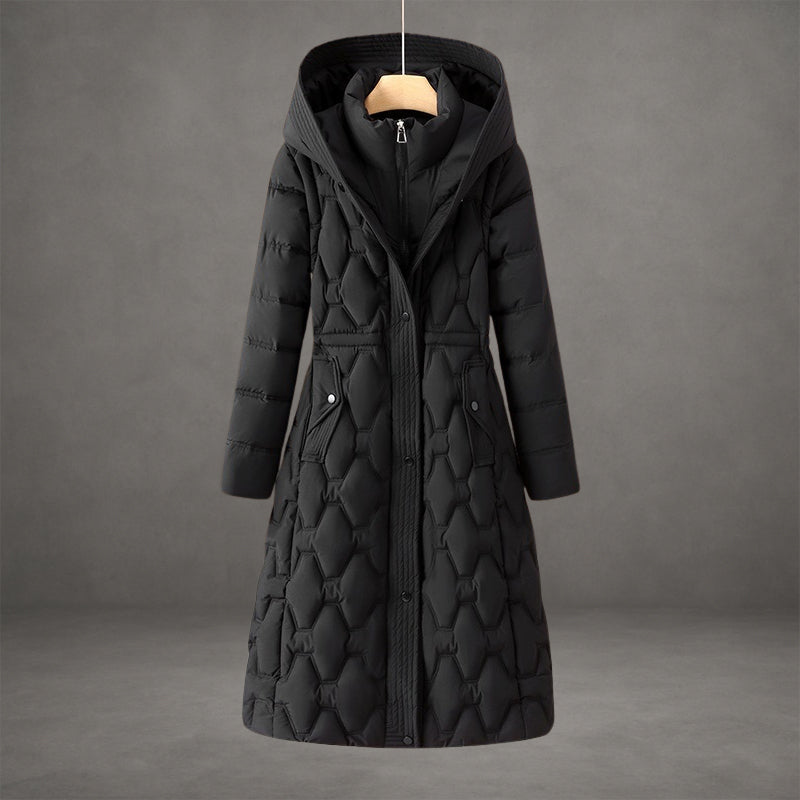 Cara Women's Winter Down Padded Long Puffer Coat - Black