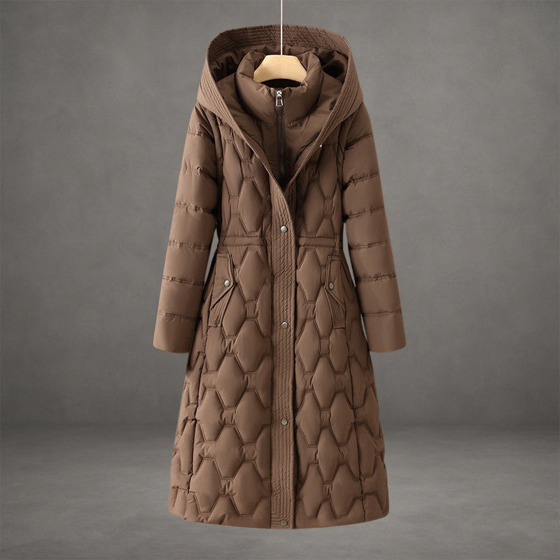 Cara Women's Winter Down Padded Long Puffer Coat - Brown