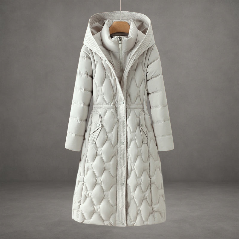 Cara Women's Winter Down Padded Long Puffer Coat - White