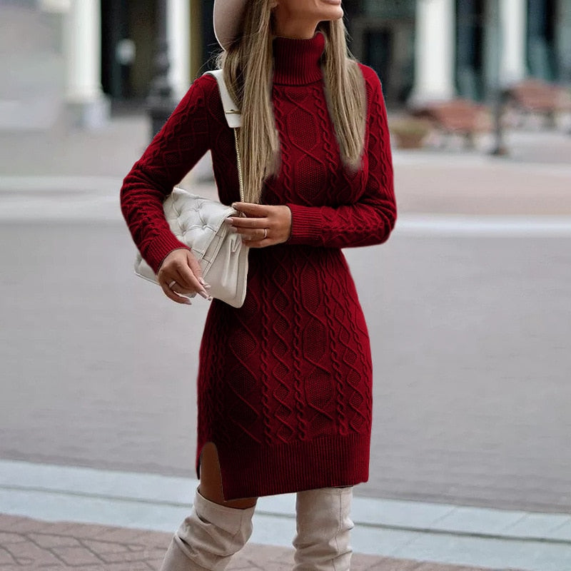 Isobel Women's Knitted Jumper Dress - Red
