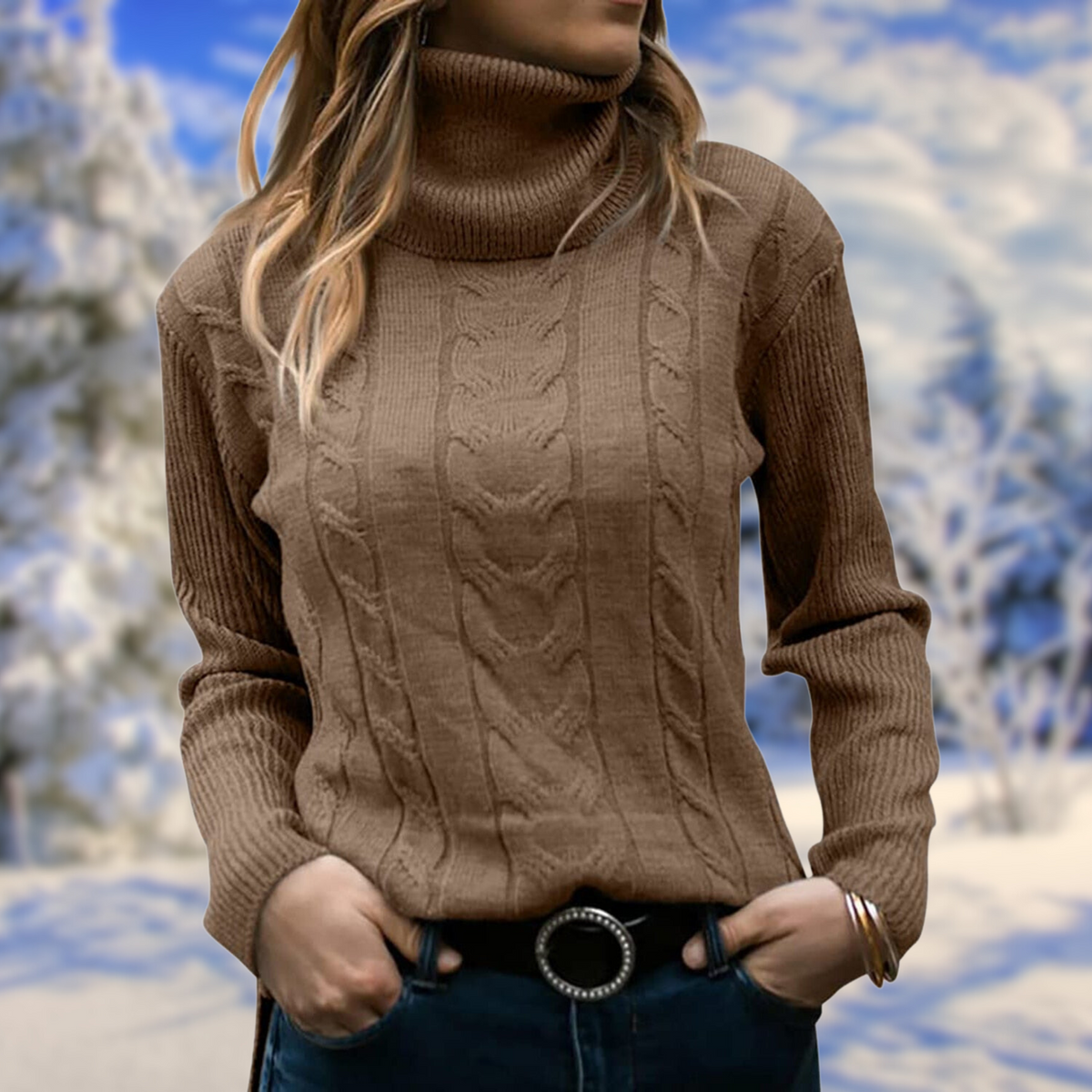 Matilda Women's Cable Knit Jumper - Brown