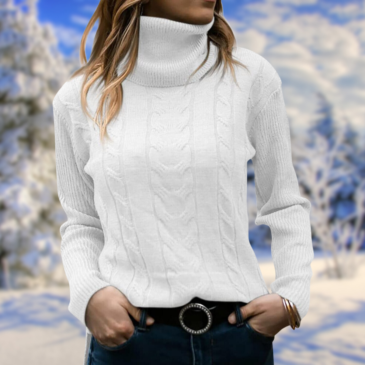 Matilda Women's Cable Knit Jumper - White