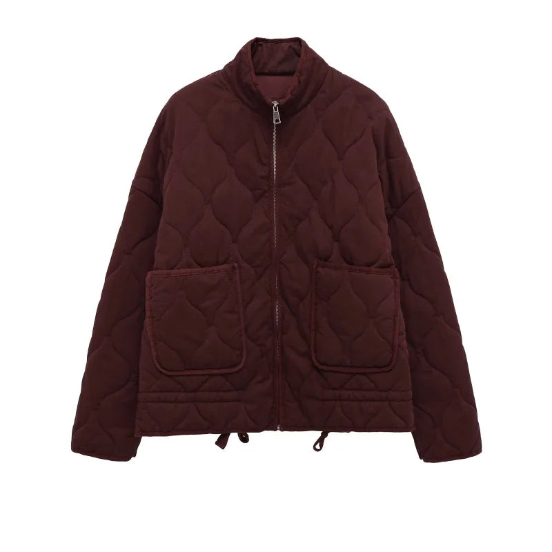 Pippa | Women's Quilted Jacket with High Collar and Oversized Patch Pockets