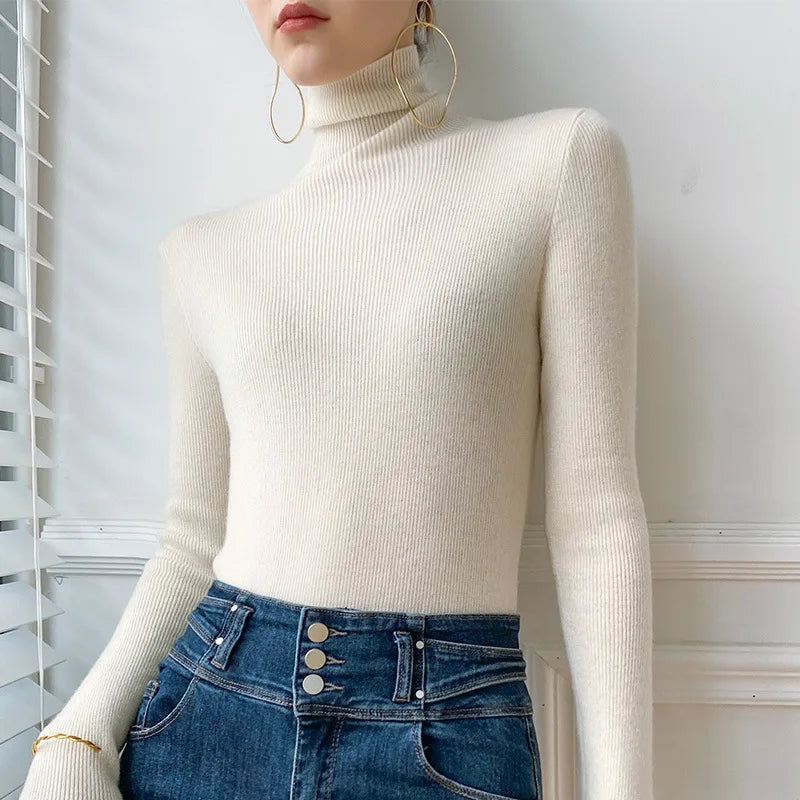 Opal Women's Cashmere Roll Neck Jumper - Cream