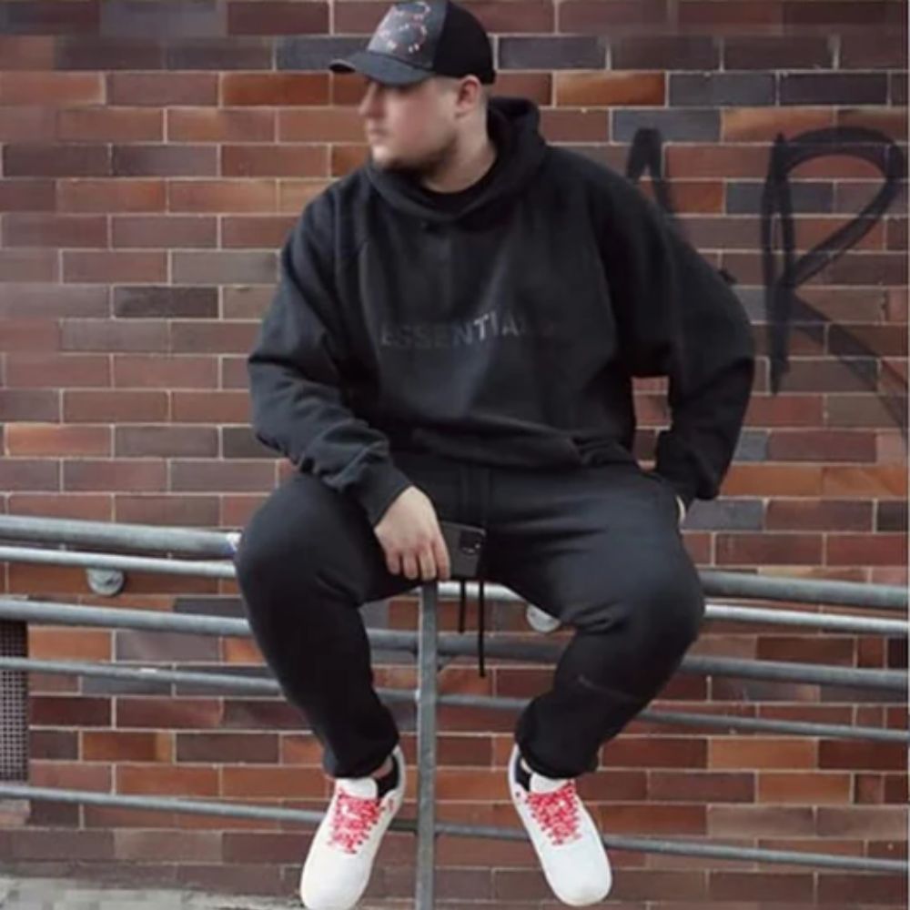 ES Hoodie - Black Oversized Long-Sleeve Pullover Unisex