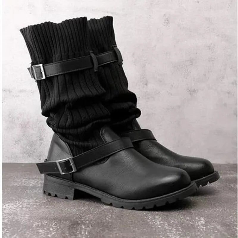Edith Women's Leather Heeled Ankle Boots - Black