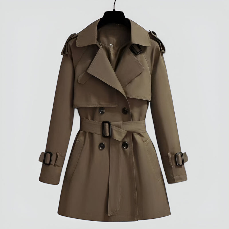Cotton Trench Coat - Tailored Mid Length Double Breasted