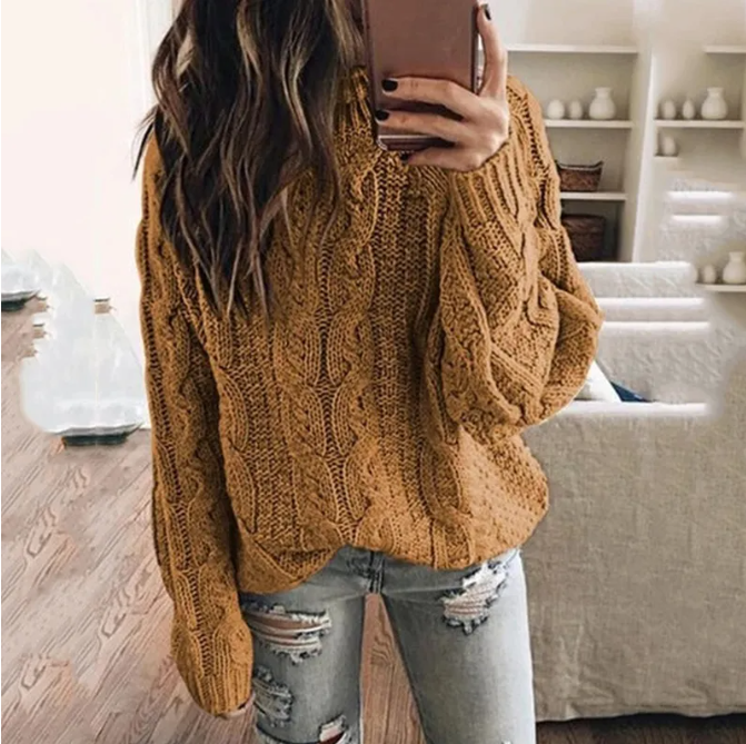 Nancy Women's Cable Knit Off the Shoulder Jumper - Yellow