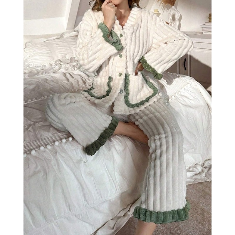 Rita Ribbed Loungewear Set - Green