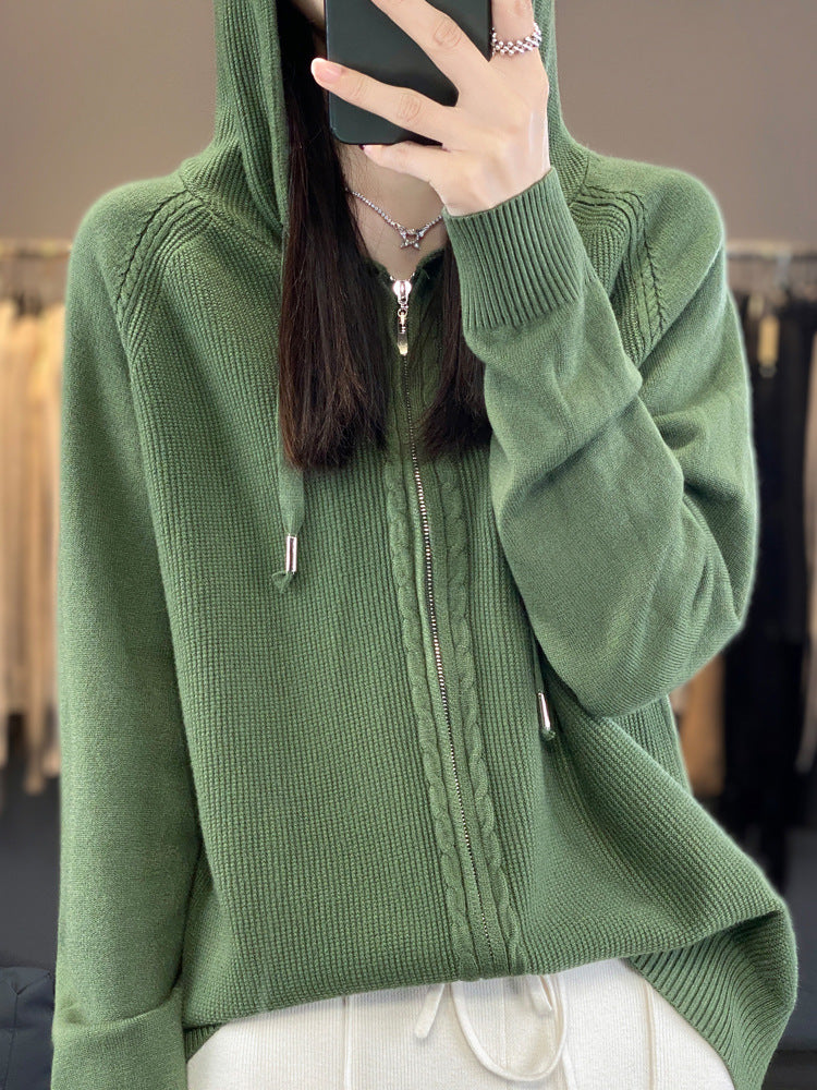 Imelda Women's Knitted Zip Up Hoodie - Spearmint