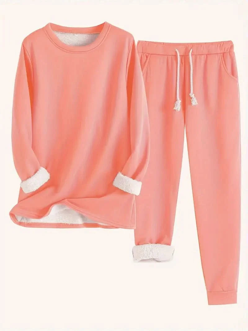Annette Fleece Lined Loungewear Set - Watermelon