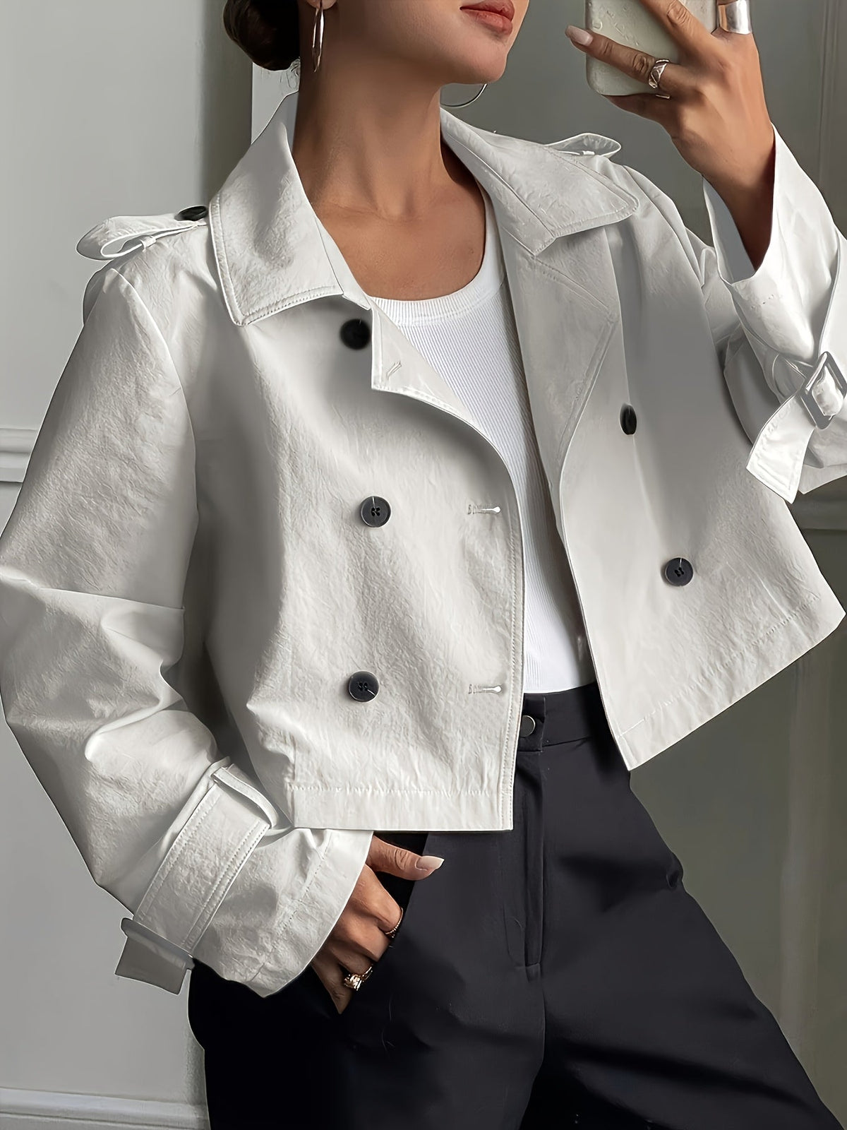 Joy Women's Cotton Cropped Peacoat