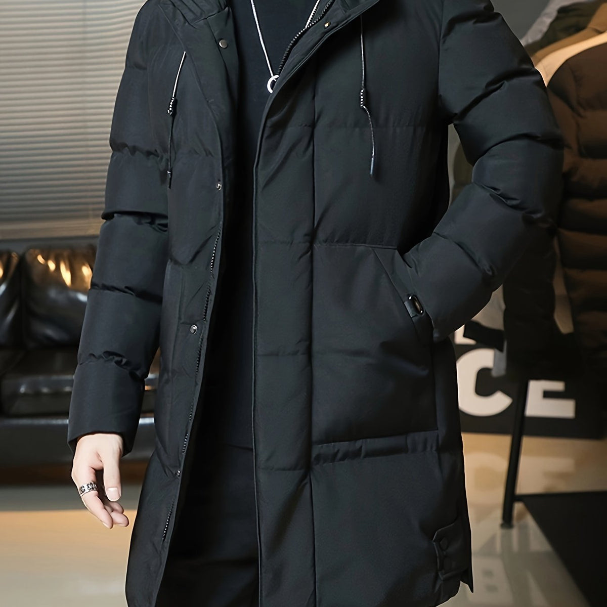 Eloise Long Puffer Winter Coat - Black