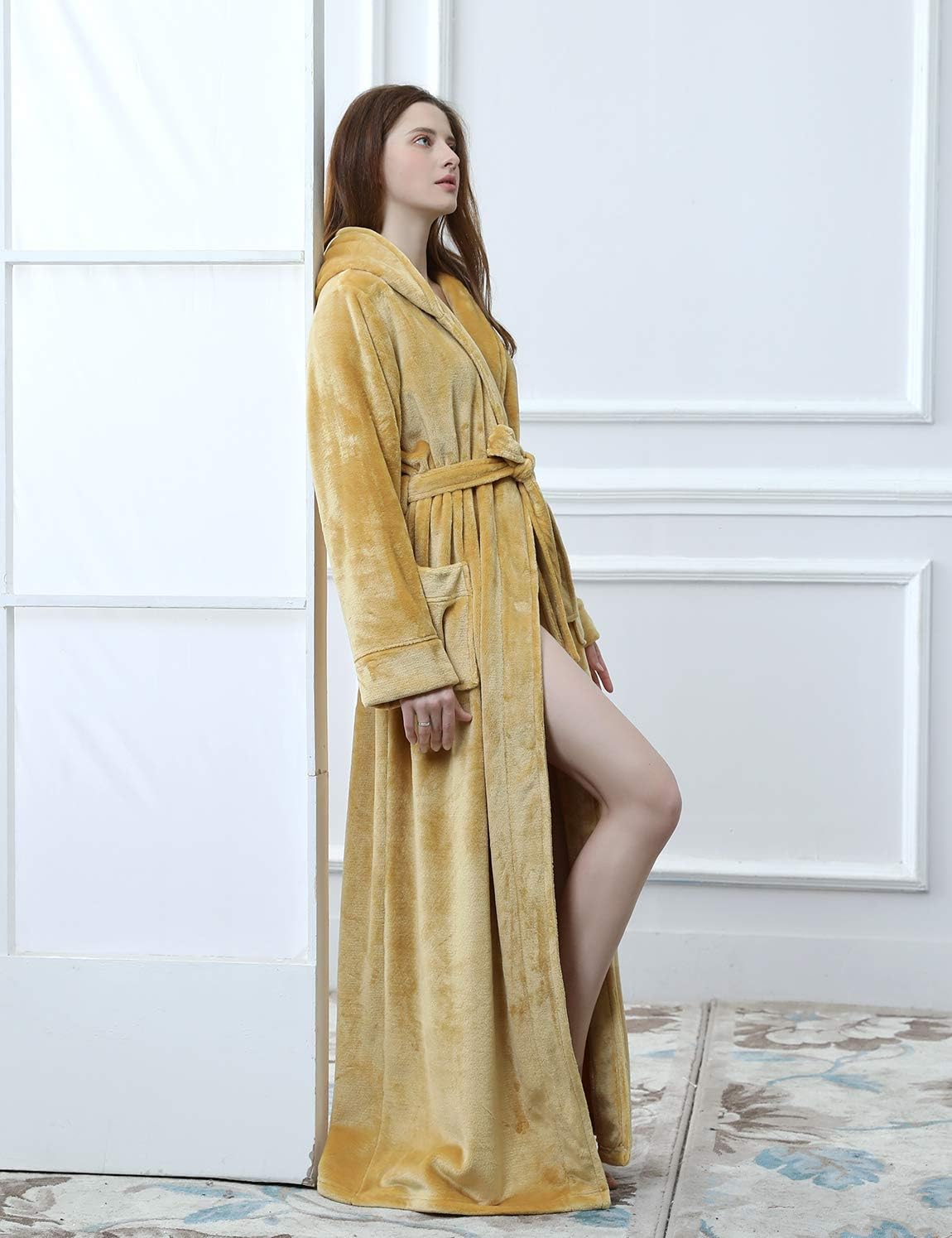 Hilda Long Fleece Hooded Dressing Gown