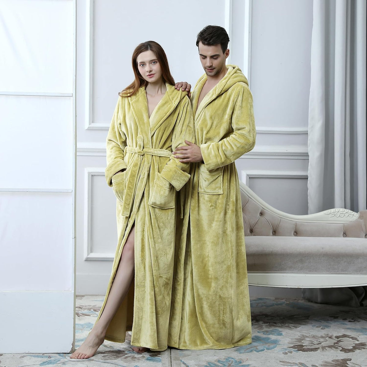 Hilda Long Fleece Hooded Dressing Gown