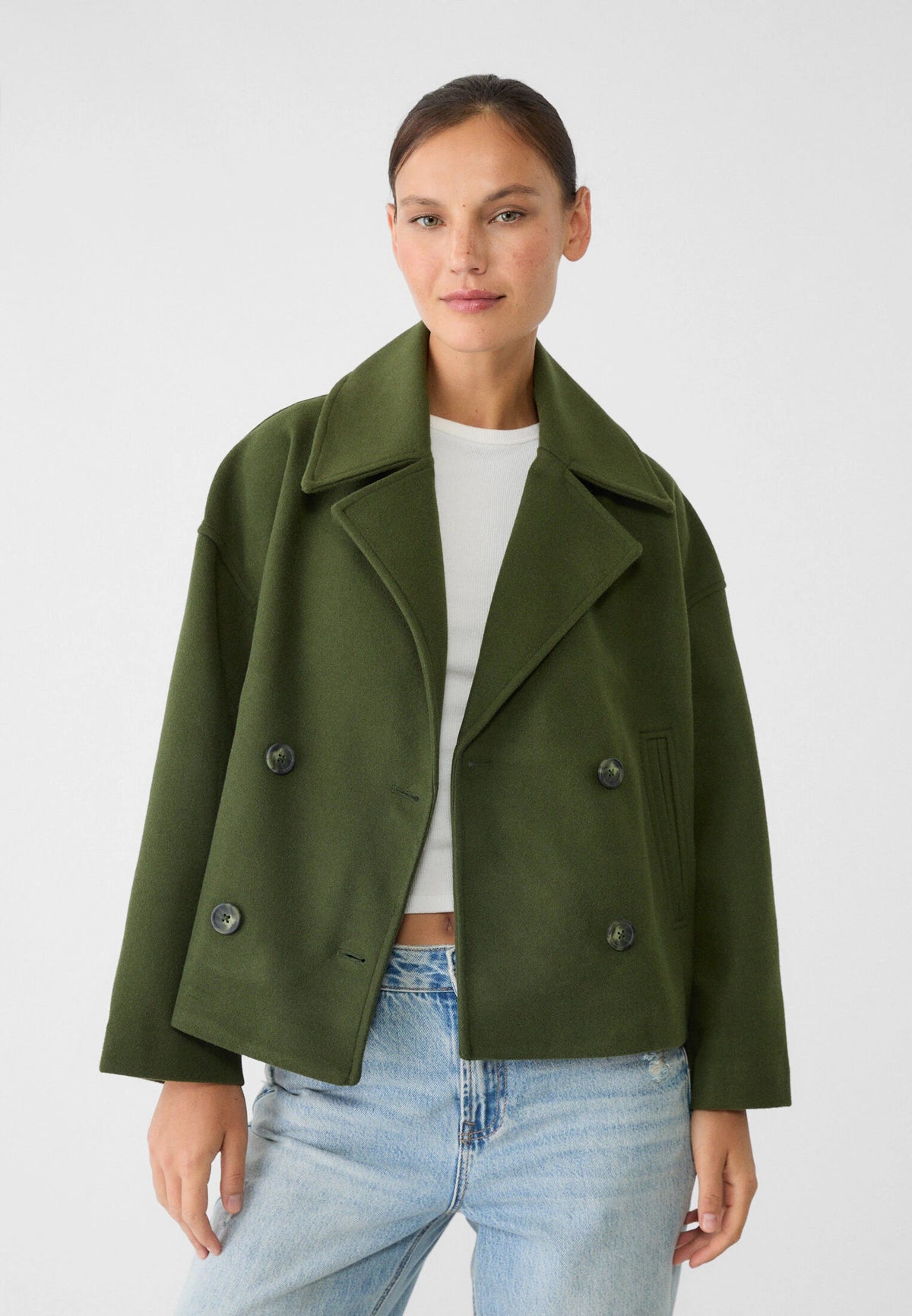 Jenna Women's Wool Cropped Peacoat