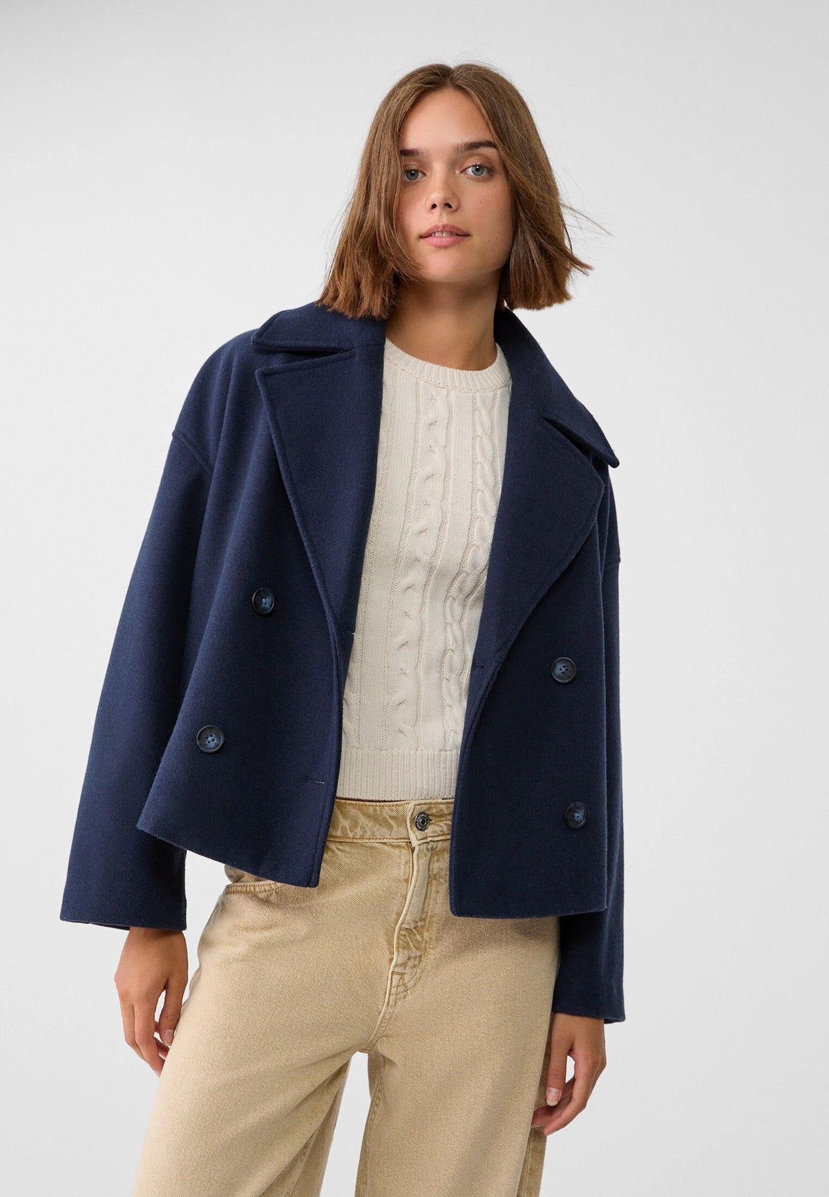 Jenna Women's Wool Cropped Peacoat