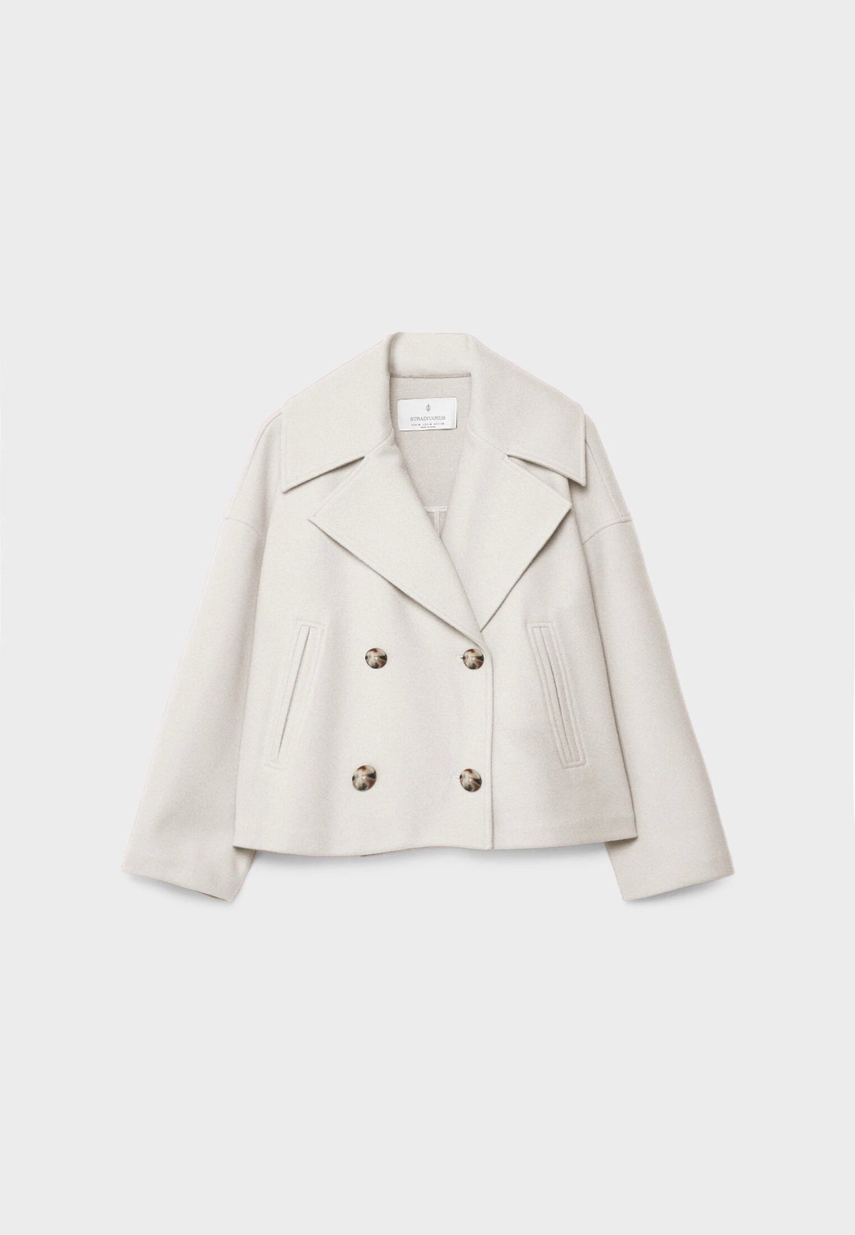 Jenna Women's Wool Cropped Peacoat - Beige