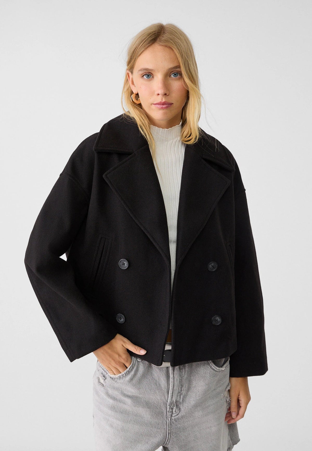 Jenna Women's Wool Cropped Peacoat