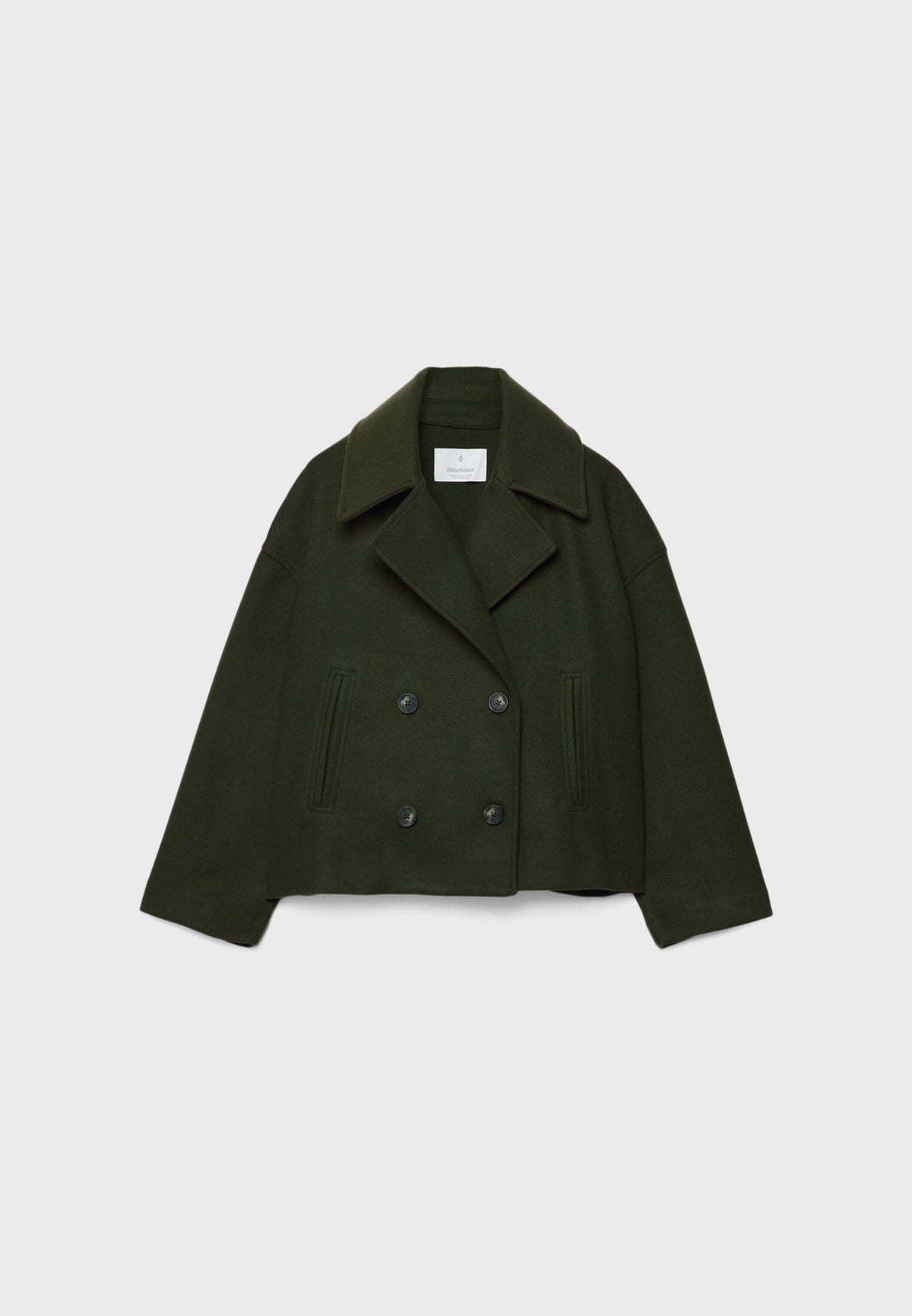 Jenna Women's Wool Cropped Peacoat - Black