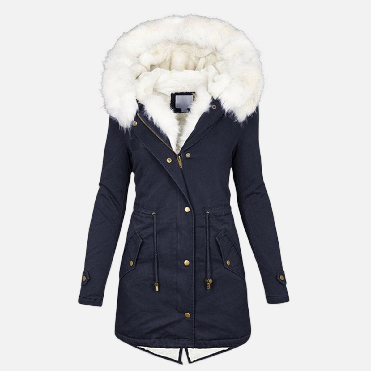 Colette Padded Parka Jacket - Navy Blue