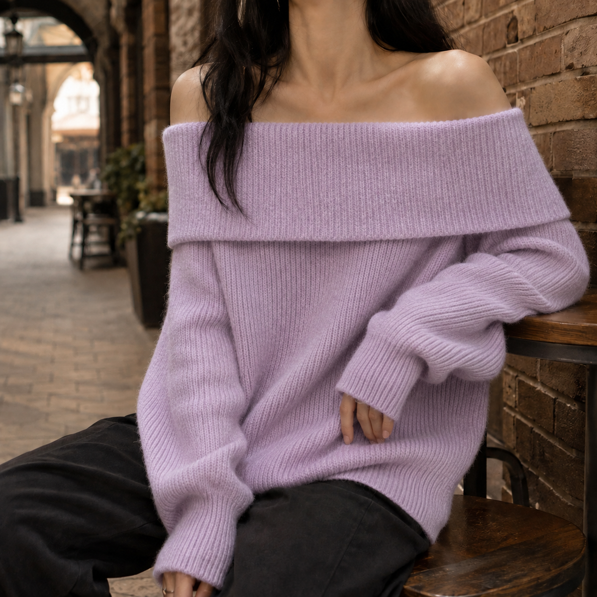 Ursula Women's Off the Shoulder Jumper - Purple