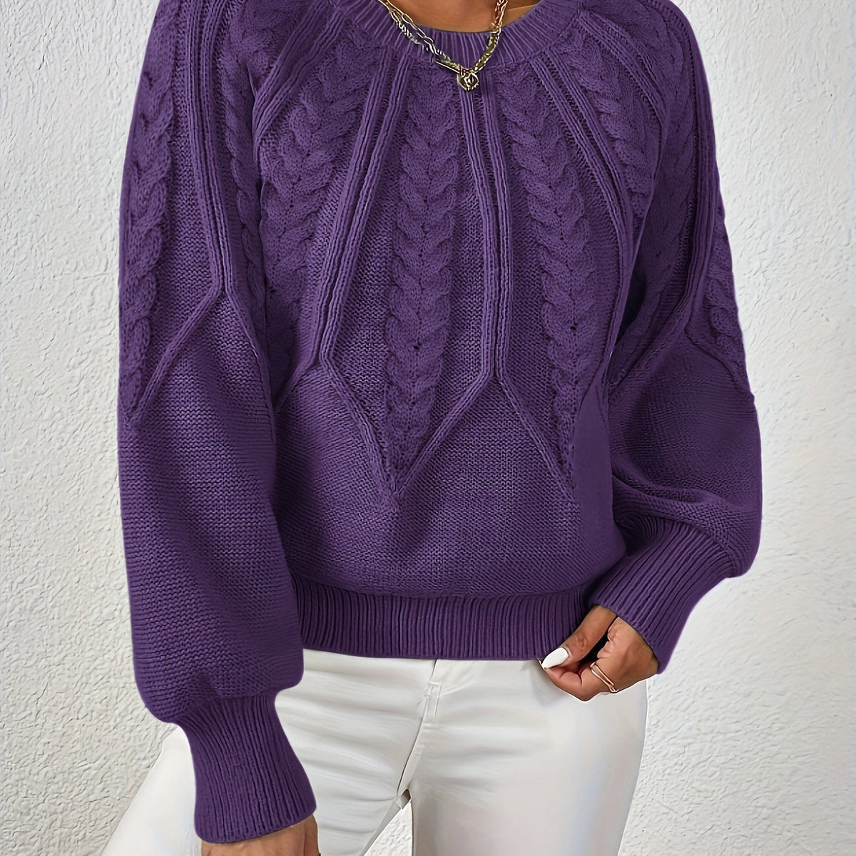 Marnie Women's Cable Knit Jumper - Deep Purple